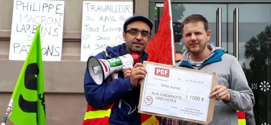 Le PCF 67 verse 1000€ à la caisse de grève des cheminots !